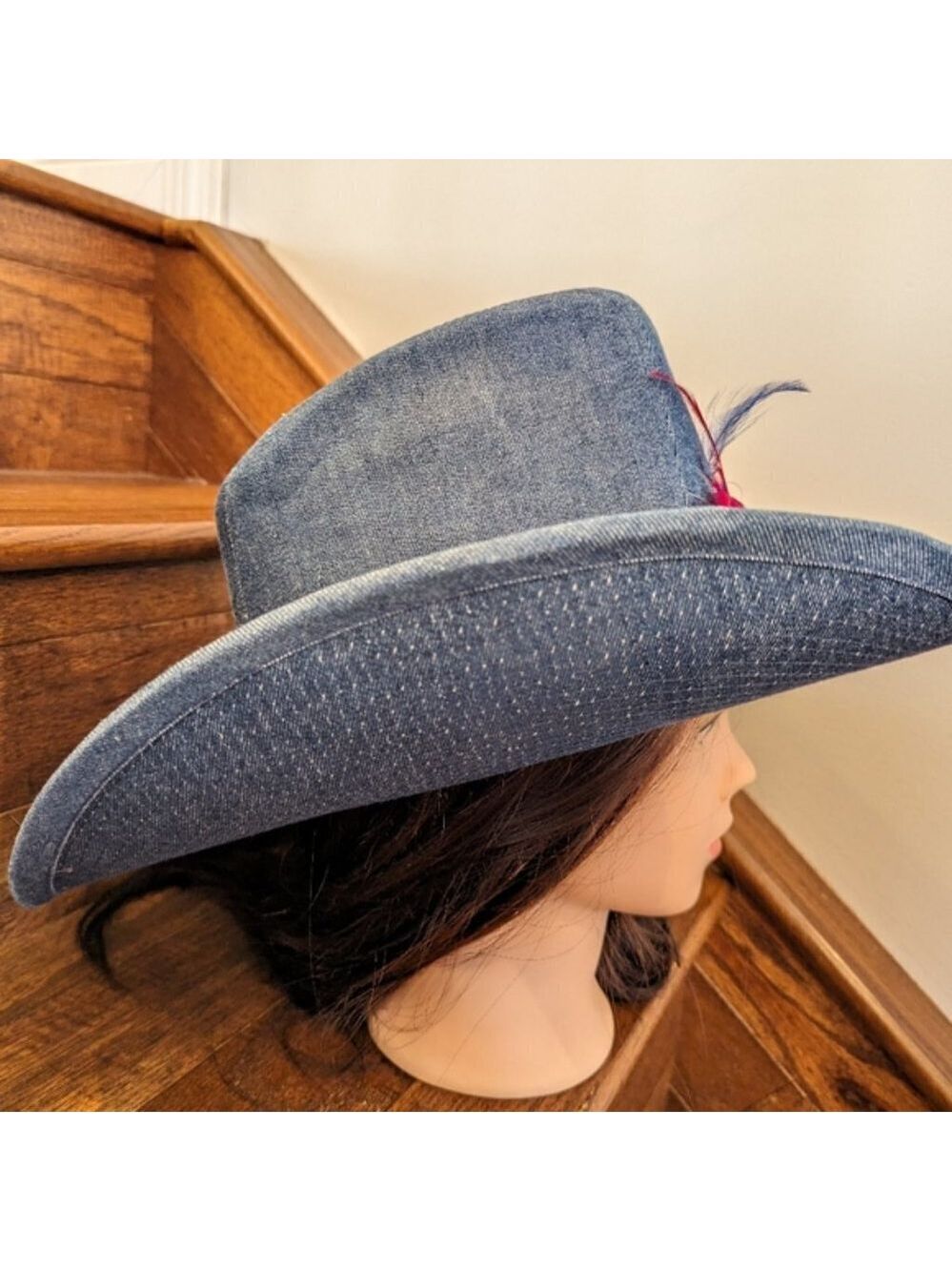 Vintage western 60's blue denim cowboy hat. Size 7-7 1/8 - Picture 13 of 16
